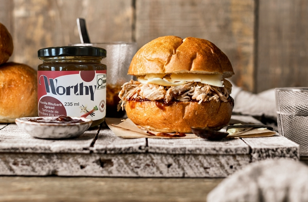 Worthy’s Slow Cooker Pulled Chicken with Rhubarb Ketchup